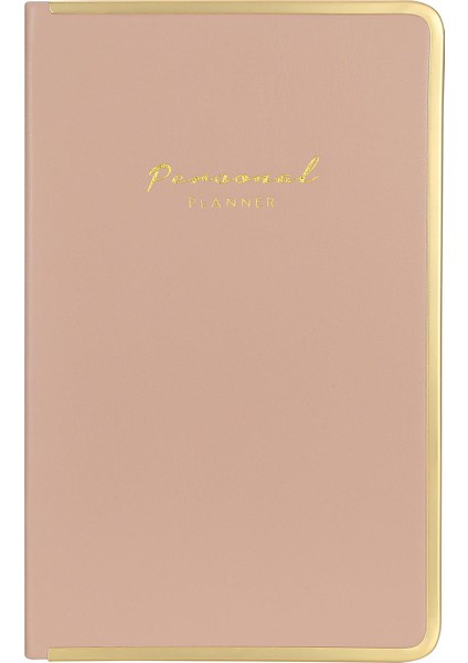 Monaco Vegan Deri Sert Kapak Defter 13 x 21 cm Çizgili Pudra