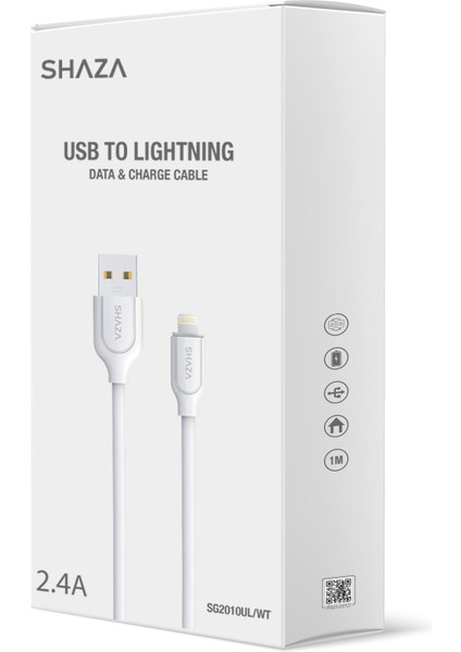 Usb- Lightning 1m 2.4A Destekli Şarj ve Data Kablosu SG2003UL/WT