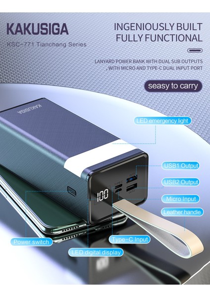 40000 Mah 3 Portlu Powerbank Taşınabilir Şarj Cihazı