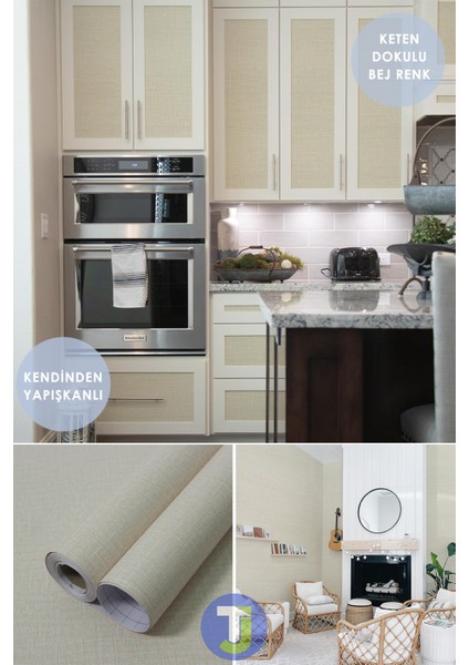Kendinden Yapışkanlı Keten Görünümlü Mutfak Banyo Tezgah Duvar Dolap Masa Kaplama 60X100CM fiyatları