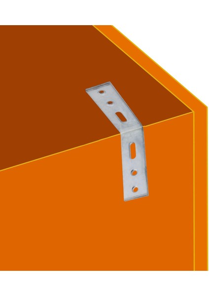 Mobilya Köşe Bağlantı Sabitleme L Demir Deprem Dolap Duvar Birleştirme Gönye 65X65X20 mm (25 Adet)