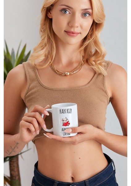 Kalk Kız Alem Beybi Görsün Model Baskılı Özel Baskı Tasarım Porselen Kupa Mug Bardak Hediyelik