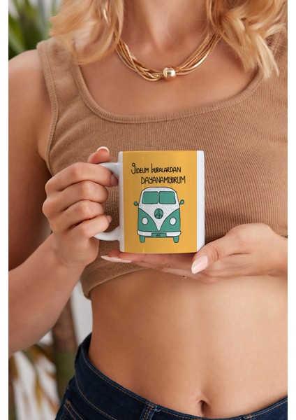 Gidelim Buralardan Dayanamıyorum Model Baskılı Özel Baskı Tasarım Porselen Kupa Mug Bardak Hediyelik