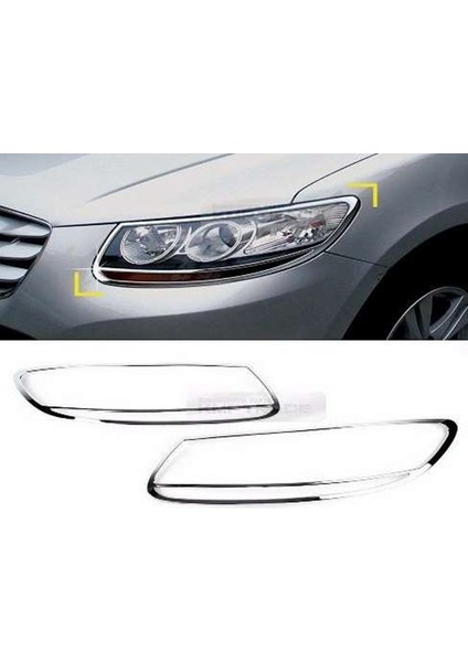 Hyundai Santa Fe 2006 2012 Ön Far Kaplama Abs Krom
