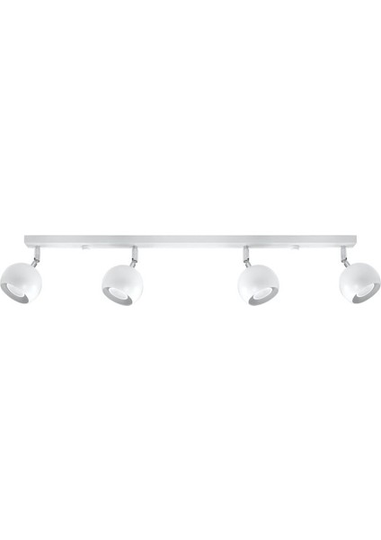 Retro Beyaz 180 Derece Hareketli Modern Spor 4 Lü LED Spot Avize Beyaz Ampullü