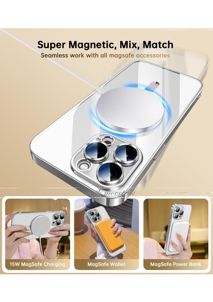 Apple iPhone 15 Pro Kılıf Magsafe Wireless Şarj Destekli Parlak Titanium Renkli Kenarlı Arkası Şeffaf Case fırsatları