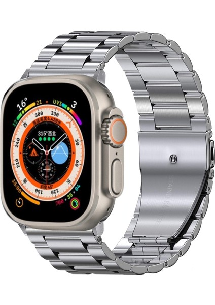 Apple Watch Gs Dt Pro T500 T800 Ultra 3 4 5 6 7 8 SE 42 44 45 49 mm Uyumlu 3 Lu Çelik Kordon Kayış