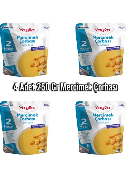 4 Adet 250 gr Mercimek Çorbası Aç Isıt Ye Hazır Yemek