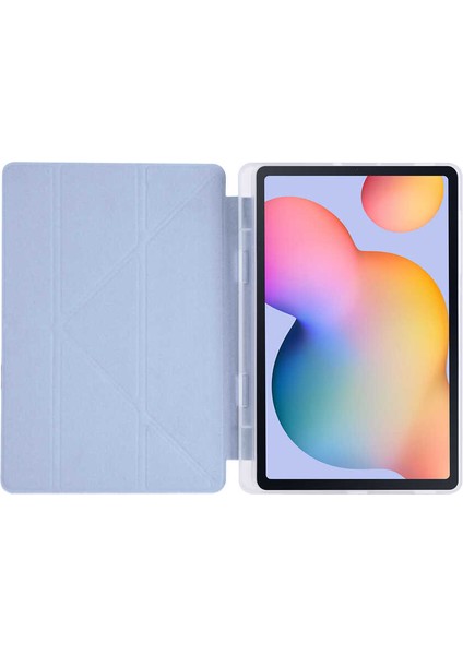 Samsung Galaxy Tab S6 Lite SM-P610 Yatay ve Dikey Standlı Uyku Modlu Kalemlikli Trifold Arkası Soft Silikon Smart Kılıf