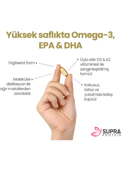 Vitamin Klinik Onaylı Epax® Omeg-3 Balık Yağı, 2.000 Mg Fish Oil + Vitamin D3 & K2, 60 Kapsül