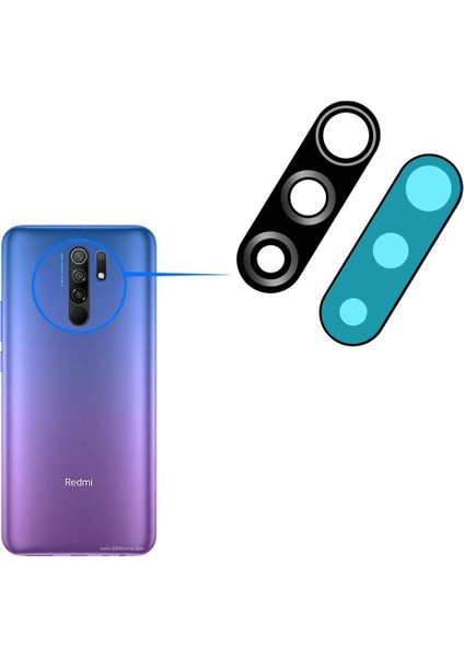 Xiaomi Redmi 9 Uyumlu Arka Kamera Camı Lens Yapışkanlı