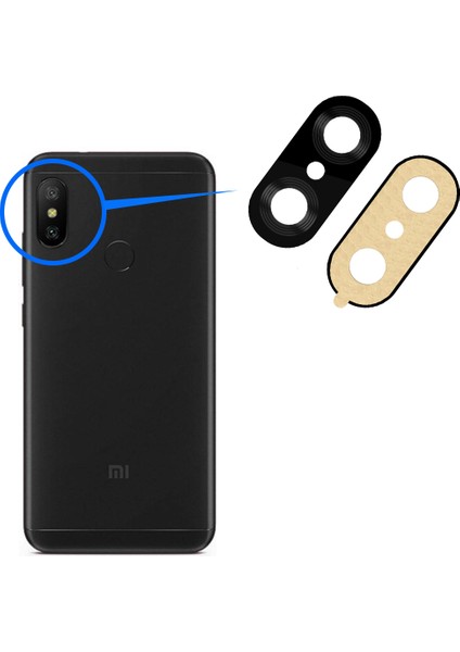 Xiaomi Redmi Note 6 Pro Uyumlu Arka Kamera Camı Lens Yapışkanlı
