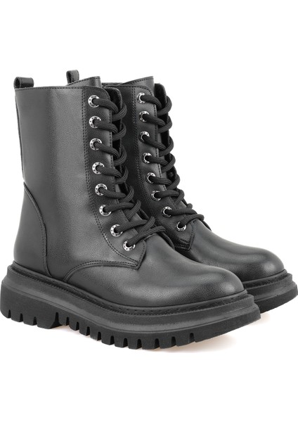 Quins Siyah Kadın Fermuarlı Bot