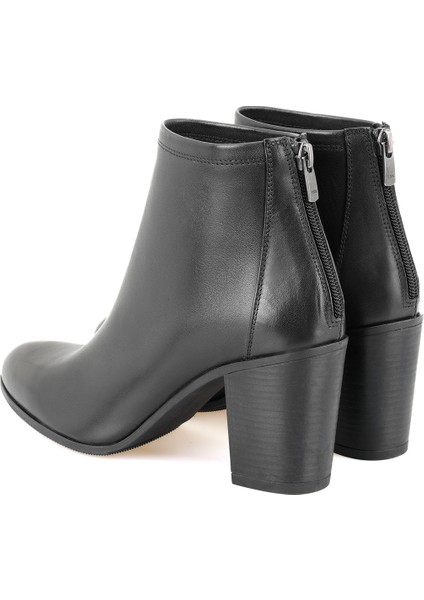 Siena Siyah Kadın Fermuarlı Klasik Deri Bot indirimleri