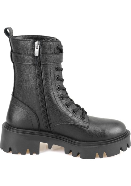 Glenn Siyah Kadın Fermuarlı Deri Bot modelleri