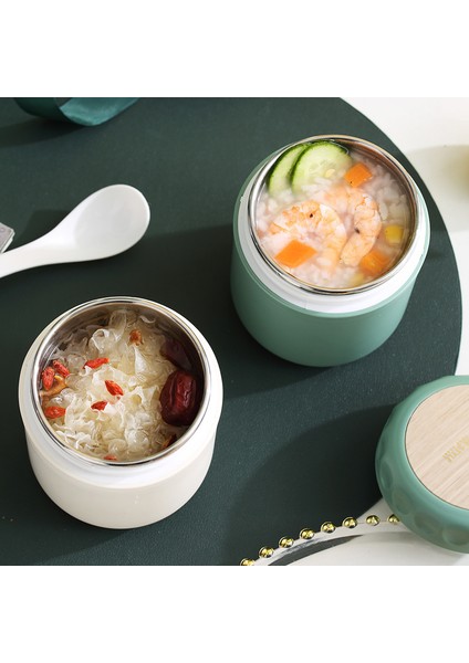 Ins Ahşap Tahıl 304 Paslanmaz Çelik Çorba Bardağı Öğrenci Kahvaltı Fincan Süt Fincan Açık Ofis Salata Taşınabilir Çorba ve Lapa Çorba Can (Ücretsiz Yalıtımlı Çanta) (Yurt Dışından) modelleri