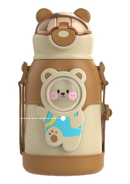 Yeni Yüksek Görünümlü Taşınabilir Çocuk Termos Bardak Karikatür Termos Pot Öğrenci Askısı 316 Paslanmaz Çelik Hasır Su Bardağı (Yurt Dışından)