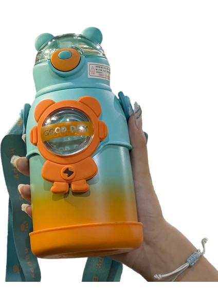 Yeni Yüksek Görünümlü Taşınabilir Çocuk Termos Bardak Karikatür Termos Pot Öğrenci Askısı 316 Paslanmaz Çelik Hasır Su Bardağı (Yurt Dışından)