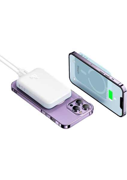 SG1501/WT 5000mAh 15W MagSafe Taşınabilir Powerbank Beyaz