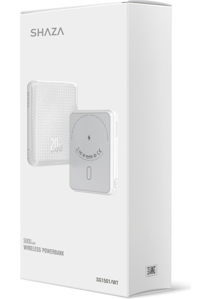 SG1501/WT 5000mAh 15W MagSafe Taşınabilir Powerbank Beyaz