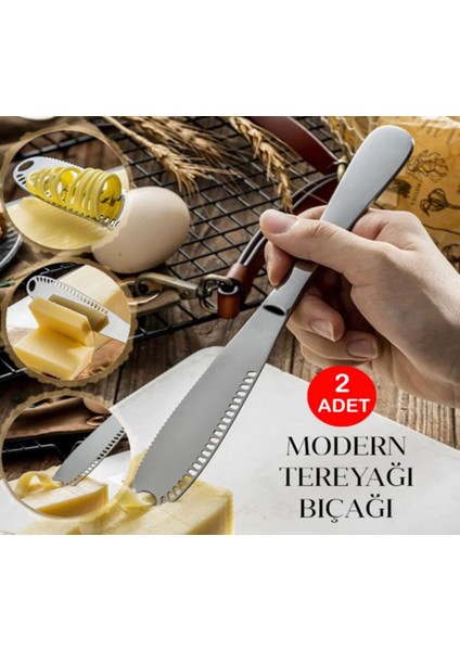 2 Adet Modern Tereyağı Bıçağı | Kahvaltı Bıçağı - 2'li Bal , Kaymak , Tereyağı Bıçağı