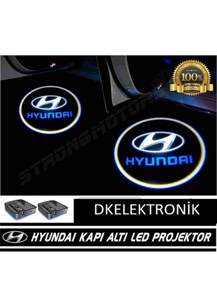 Dk Elektronik Hyundai Pilli Yapıştırmalı Kapı Altı Led Hayalet Logo2Adet