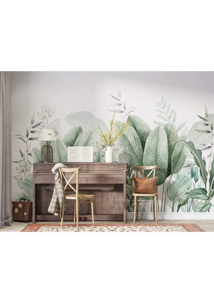 Tropikal Yapraklı Duvar Kağıdı, Tropikal Süs Bitkileri Duvar Resmi indirimleri