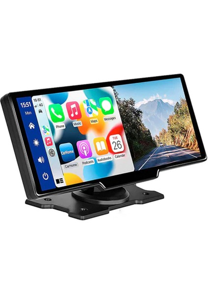 10" Taşınabilir Apple Carplay & Android Auto, Ön & Arka Kameralı Torpido Üstü Araç Multimedya (OT-N91C)