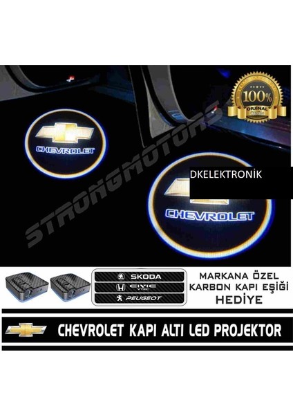 Chevrolet Araçlar Için Pilli Kapı Altı Led Hayalet Logo