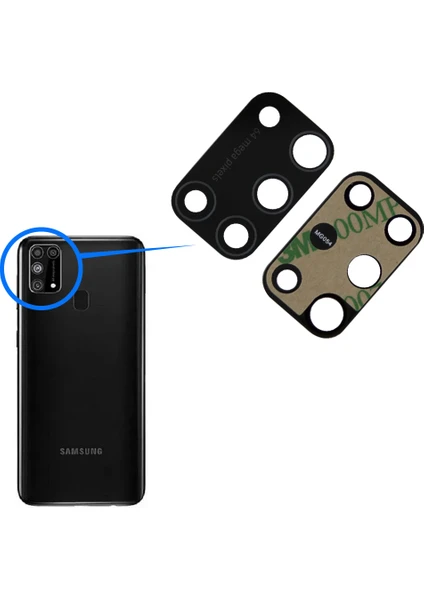 Samsung Galaxy M31 Uyumlu Arka Kamera Camı Lens Yapışkanlı