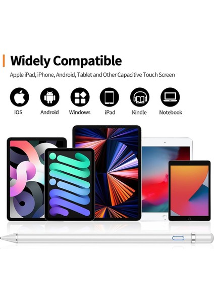 Lenovo Tab M10 Plus 3. Gen TB-125FU Uyumlu Android Tablet Kalemi Pencil Dokunmatik Kalem Stylus Yazı Çizim Alüminyum Kasa Teknik Kalem