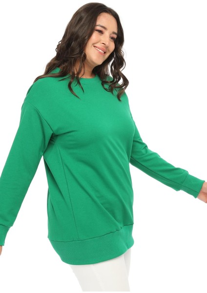 Kadın Büyük Beden Basic Yeşil Sweatshirt fırsatları