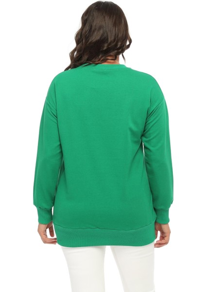 Kadın Büyük Beden Basic Yeşil Sweatshirt indirimleri