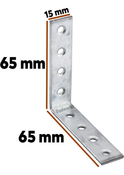Mobilya Köşe Bağlantı Sabitleme L Demir Deprem Dolap Duvar Birleştirme Gönye 65X65X15 mm (5 Adet)
