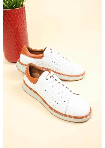 Hakiki Deri Renk Garnili Bağcıklı Erkek Ayakk