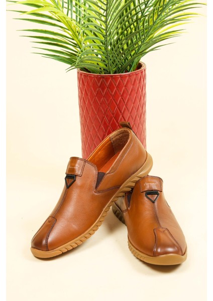 Hakiki Deri Dikiş Detaylı Lastikli Erkek Ayak