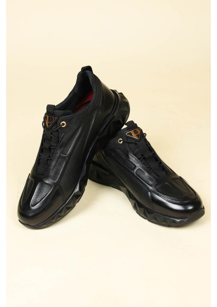 Lazer Baskılı Lastik Bağcıklı Erkek Casual Ayakkabı SİYAH fiyatları