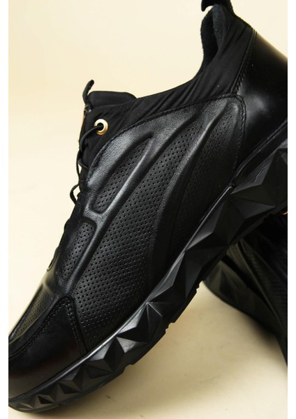 Lazer Baskılı Lastik Bağcıklı Erkek Casual Ayakkabı SİYAH modelleri