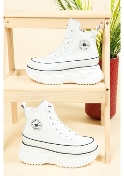 Guja Kalın Taban Fermuarlı Sneakers Beyaz fiyatları