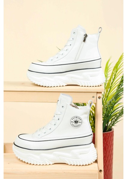 Guja Kalın Taban Fermuarlı Sneakers Beyaz modelleri