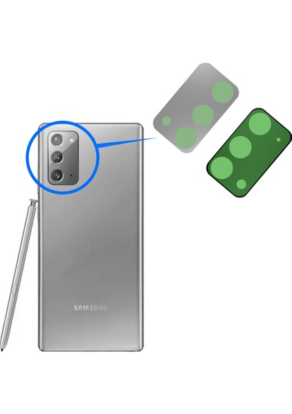 Samsung Galaxy Note 20 Uyumlu Arka Kamera Camı Lens Yapışkanlı