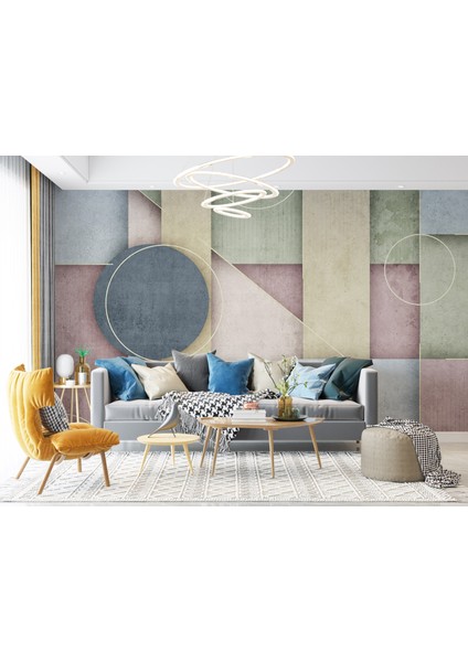 Pastel Renkli Duvar Kağıdı, Geometrik Desenli Duvar Resmi modelleri