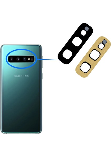 Samsung Galaxy S10E Uyumlu Arka Kamera Camı Lens Yapışkanlı