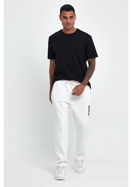 Erkek 3 İplik Brooklyn Baskılı Eşofman Altı