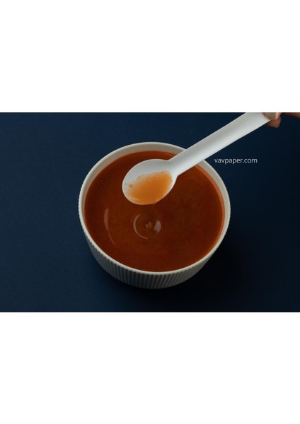 Vavpaper Kağıt Kaşık 100% Virjin Kraft Kağıttan Üretilmiş Beyaz 100 Adet SPOON001