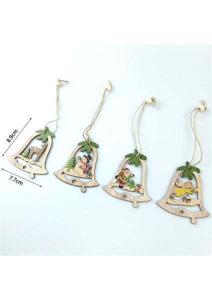 4pcs Hollow Wooden Hanging Ornaments For Christmas Dıy Wood Crafts Cutouts For Xmas Tree Pendants Gift Tag Party Decorations (Yurt Dışından)