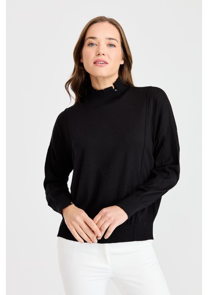 Kadın Nervürlü Bluz 22157 Siyah