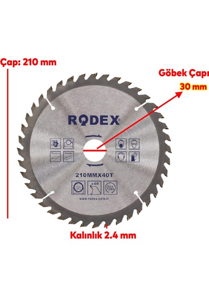 Ahşap Mdf Mobilya Tahta Sunta Dolap Kesme Testeresi Metal Elmas Testere 210 mm 40 Diş