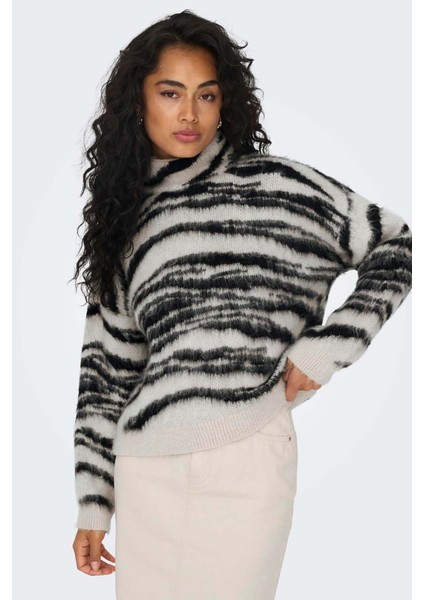 Kadın Onlwıld Yarım Balıkçı Yaka Jakarlı Kazak 15294730 Siyah modelleri