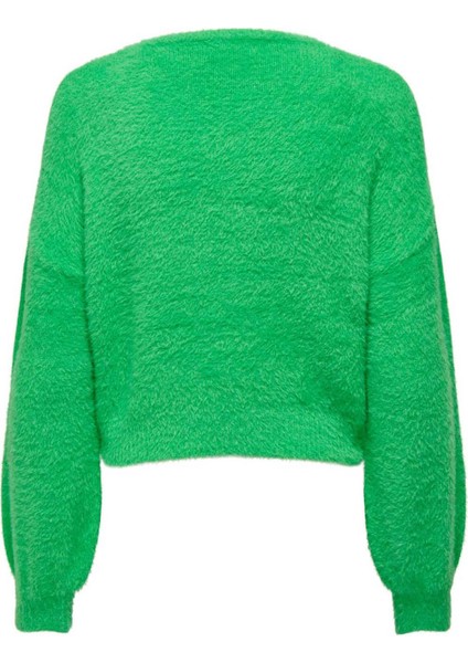 Kadın Onlpıumo Sıfır Yaka Jakarlı Kazak 15235973 Yeşil fırsatları